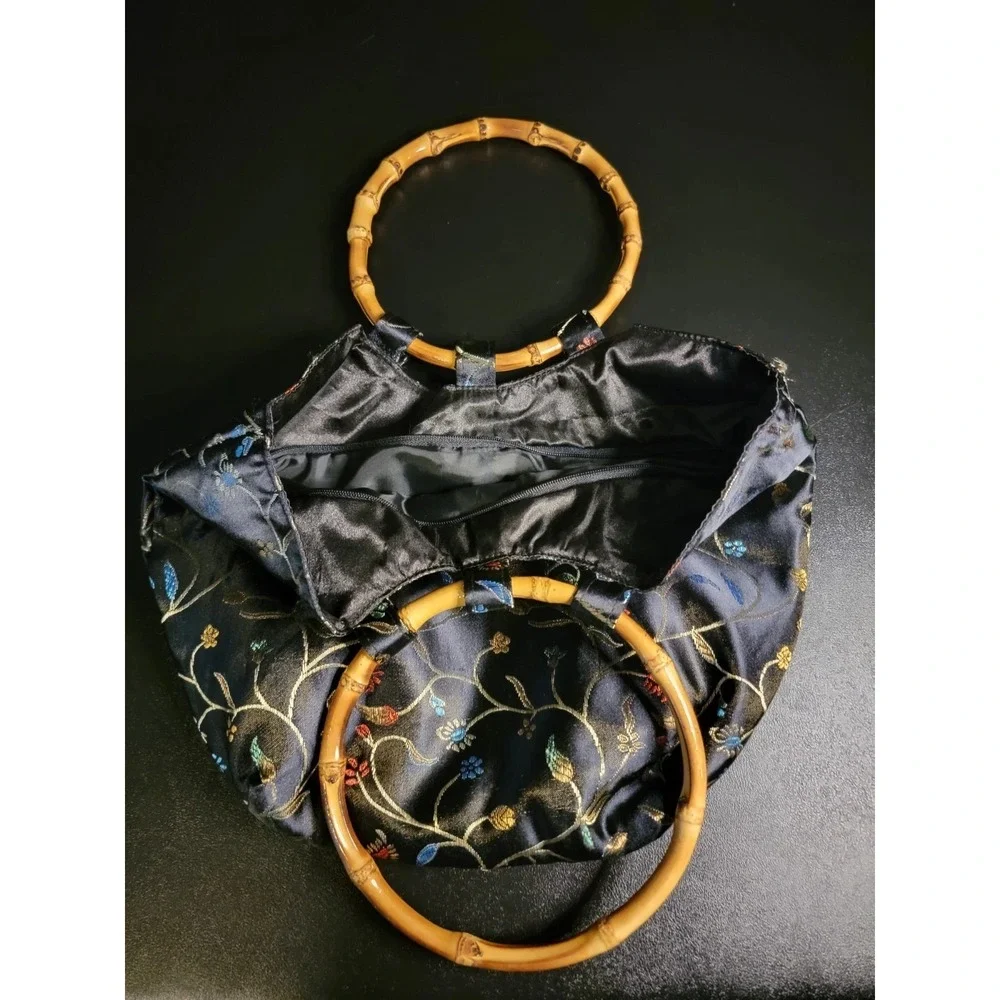 VTG Bamboo Handle Silk Handbag